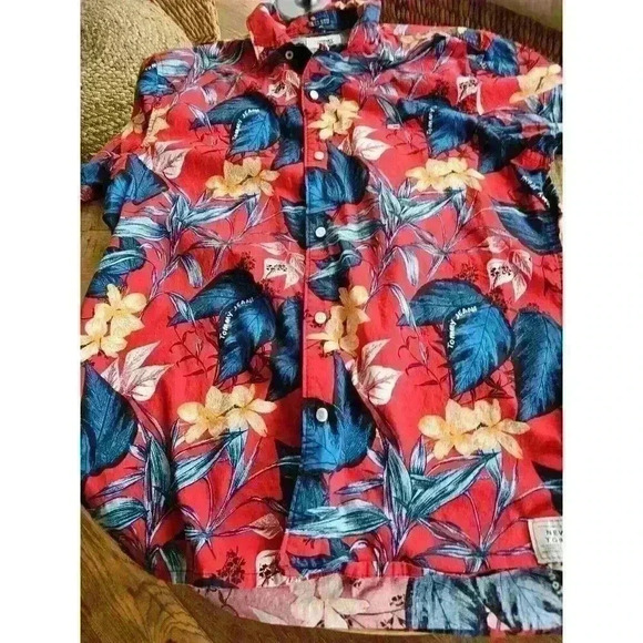 Tommy Hilfiger Classic Fit Stretch Tropical Button Up Hawaiin Shirt Men' Size L - Picture 11 of 11